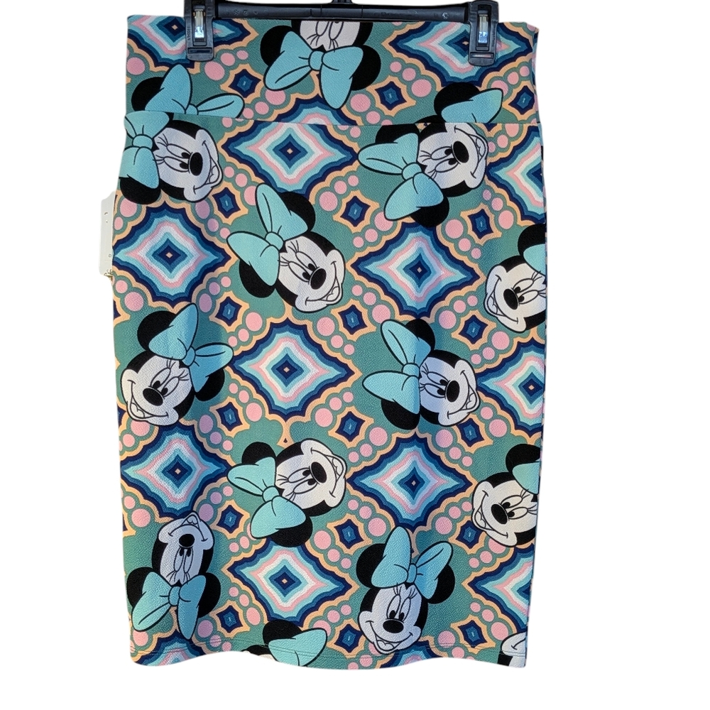 NWT LulaRoe Disney Straight Skirt L Minnie Mouse Casual Athleisure